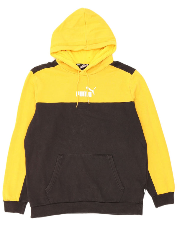 Felpa con cappuccio da uomo Puma in cotone color block giallo medio