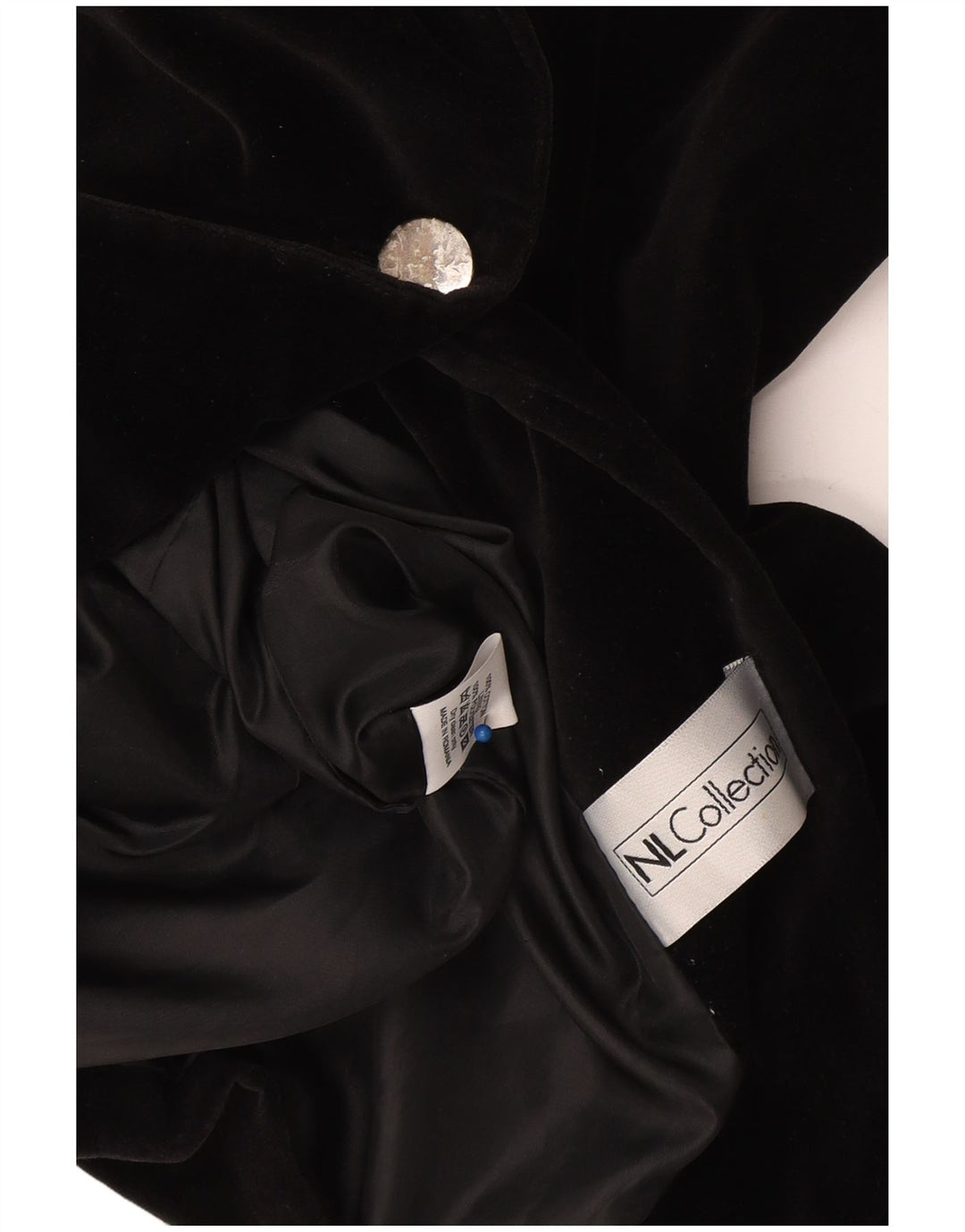 Giacca blazer in velluto da donna vintage a 1 bottone UK 10 piccola in cotone nero
