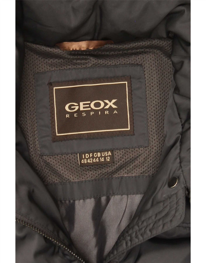 Giacca imbottita con cappuccio Geox Respira da donna UK 14 grande grigia
