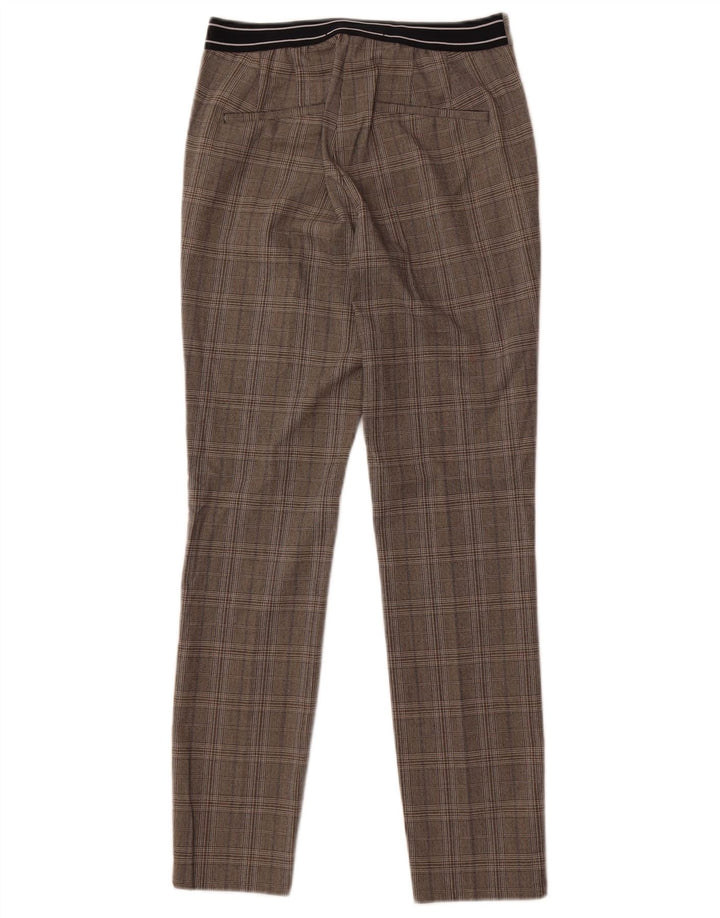 Pantaloni da abito slim da donna Zara XS W24 L27 Poliestere a quadri grigi
