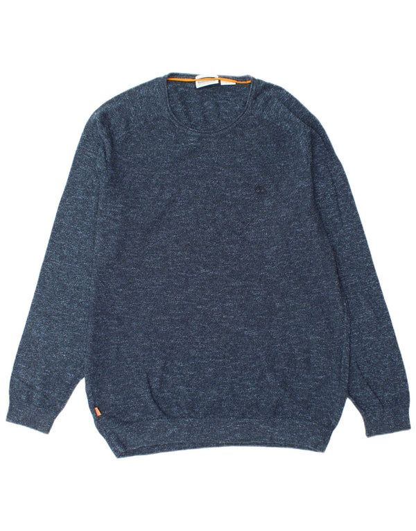 Maglione maglione girocollo da uomo Timberland XL cotone screziato blu navy