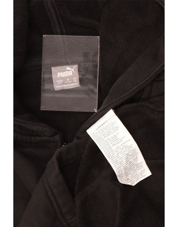 Felpa con cappuccio e zip grafica PUMA per ragazze 13-14 anni in cotone nero