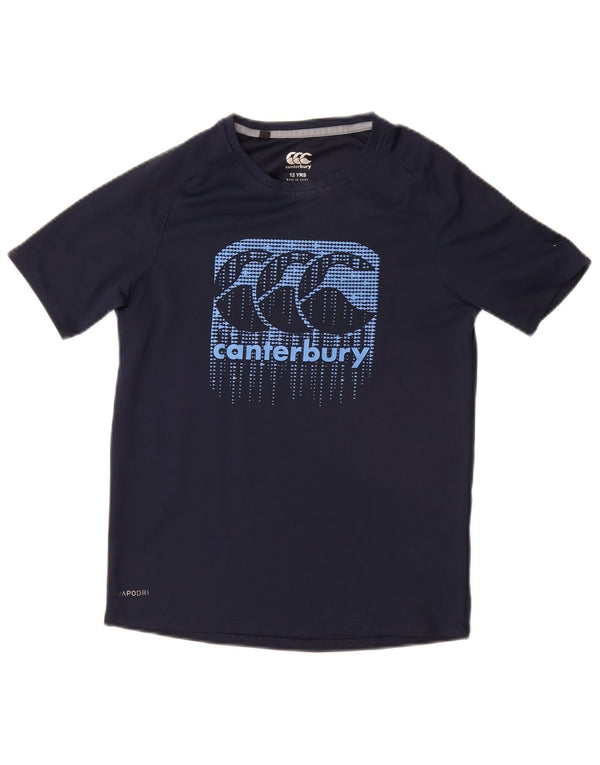 T-shirt grafica per ragazzi CANTERBURY Top 11-12 anni in poliestere blu navy