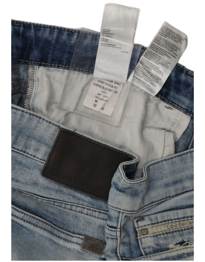CALVIN KLEIN Jeans skinny effetto consumato da uomo 33 L32 cotone blu