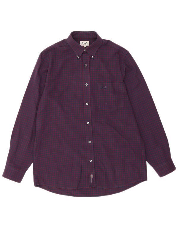 Camicia da uomo Pringle piccola in poliestere a quadretti viola