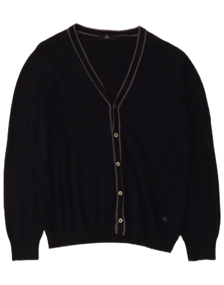 Maglione Cardigan Uomo Fay IT 52 Large Blu Navy Lana Vergine