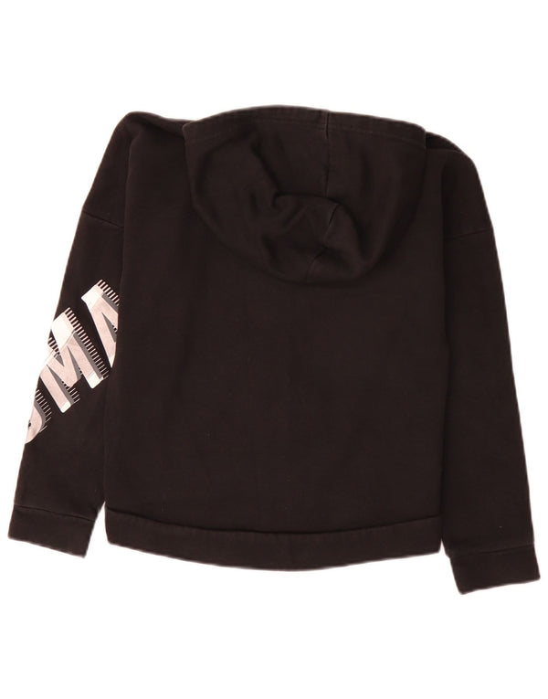 Felpa con cappuccio con zip grafica Puma per ragazze 11-12 anni in cotone nero