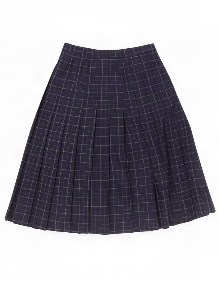 Gonna a trapezio da donna St Michael UK 14 media W28 poliestere a quadri blu navy