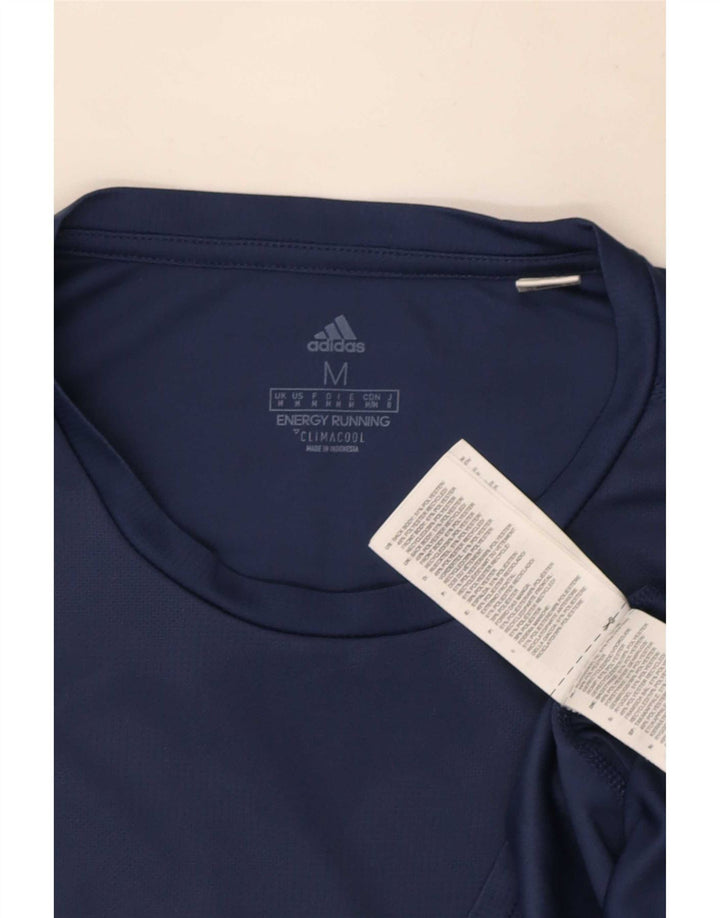 T-shirt Adidas Climacool da uomo Top medio in poliestere mimetico blu navy