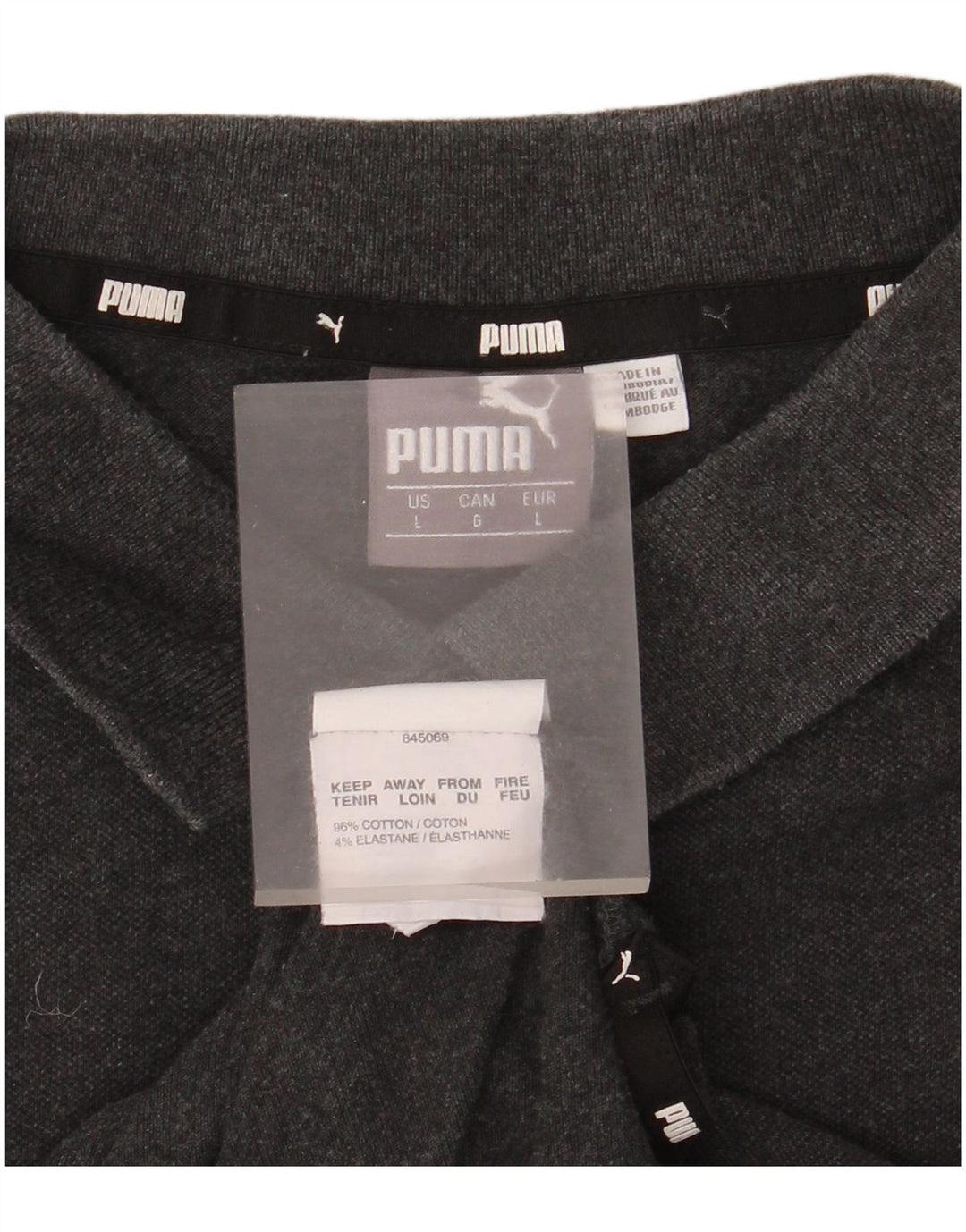 Polo Puma da uomo grande in cotone grigio