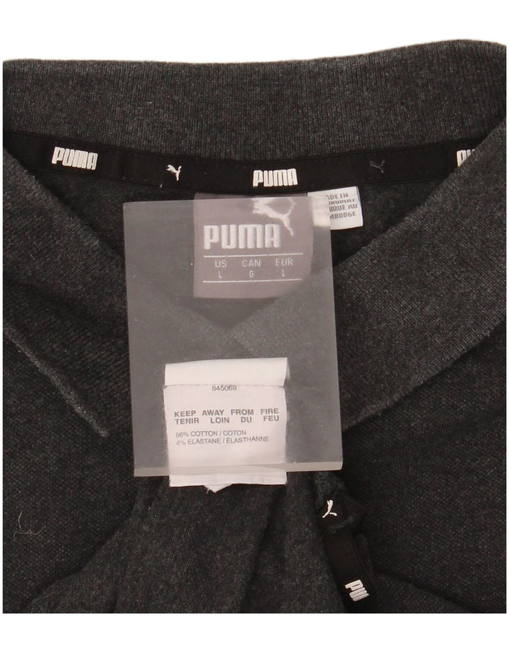 Polo Puma da uomo grande in cotone grigio