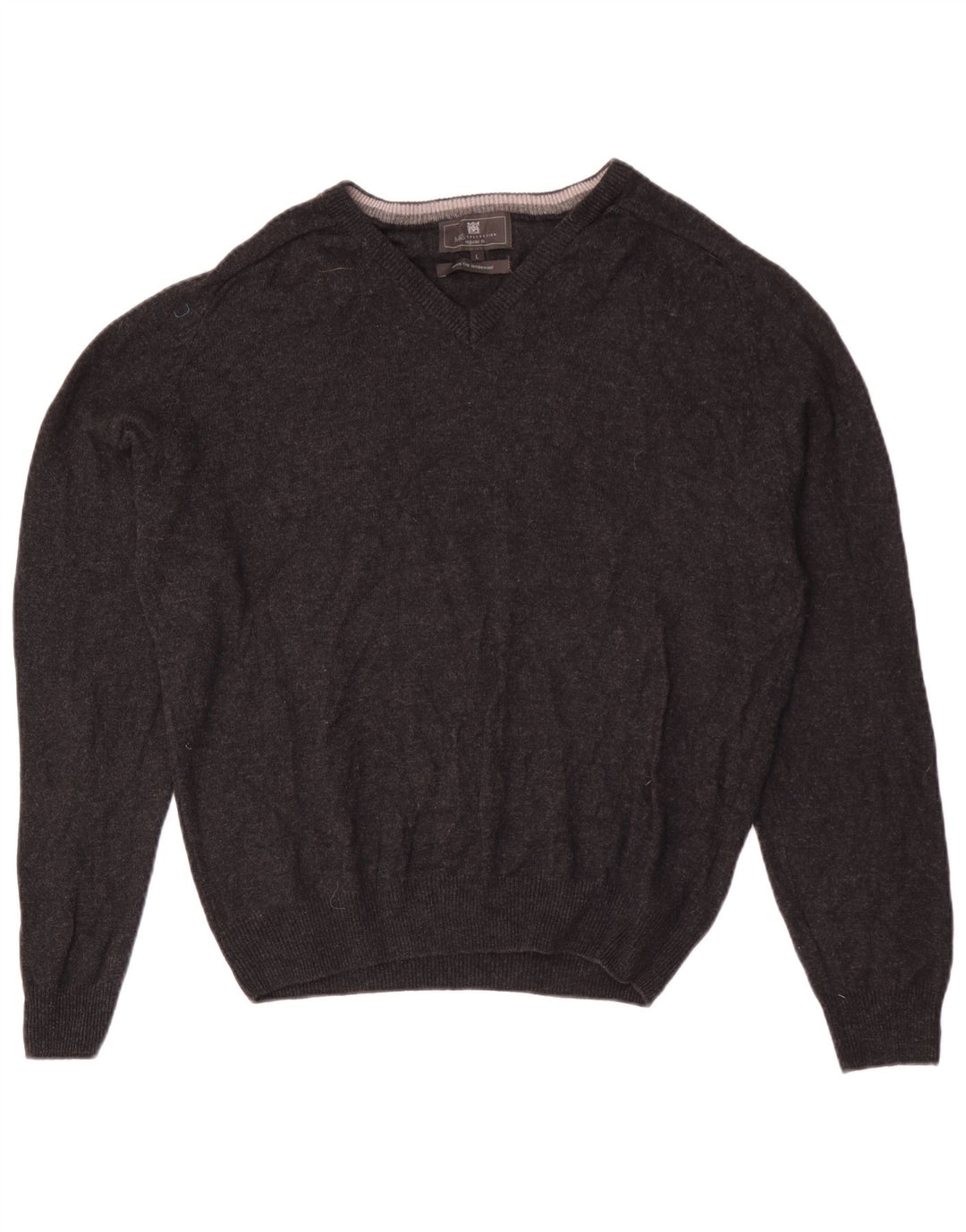 Maglione da uomo Marks & Spencer vestibilità regolare con scollo a V grande lana grigia