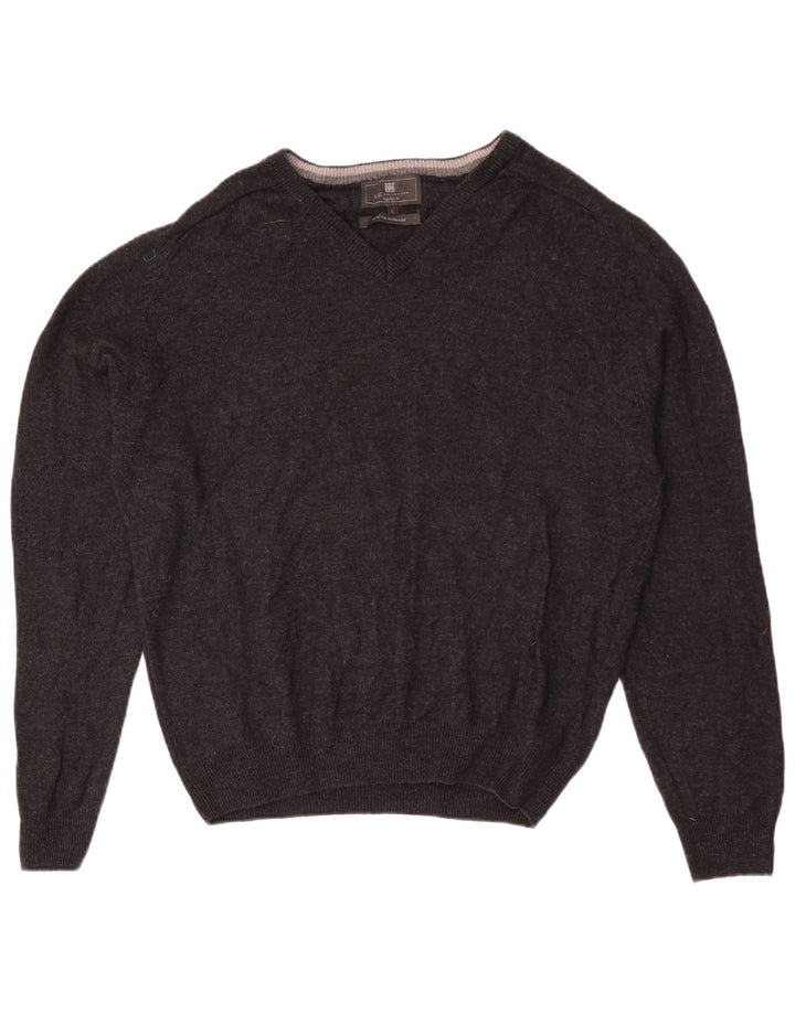 Maglione da uomo Marks & Spencer vestibilità regolare con scollo a V grande lana grigia