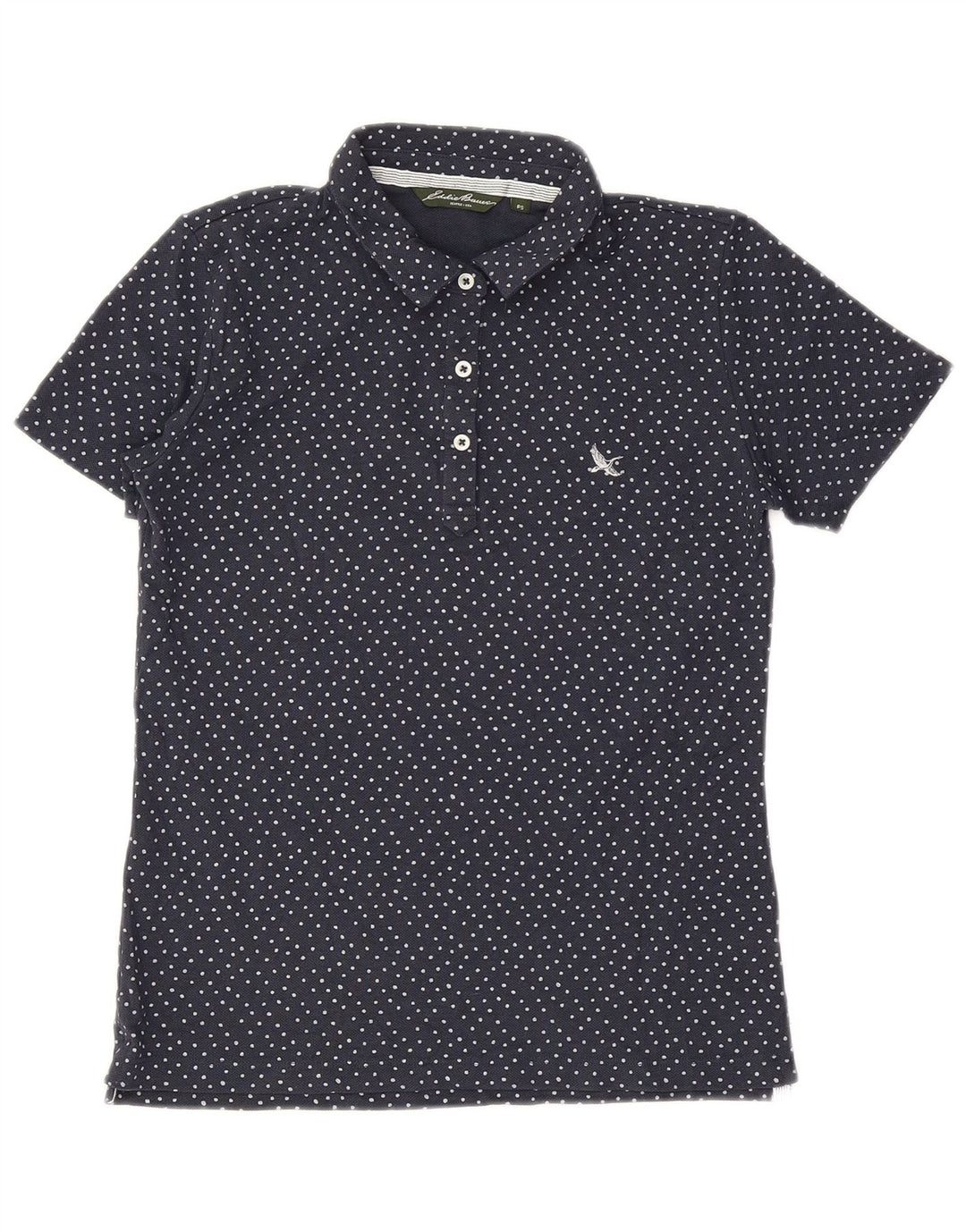 Polo da donna EDDIE BAUER UK 10 piccolo a pois blu navy
