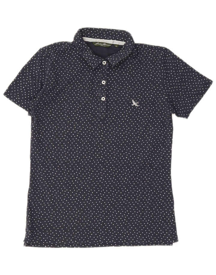 Polo da donna EDDIE BAUER UK 10 piccolo a pois blu navy