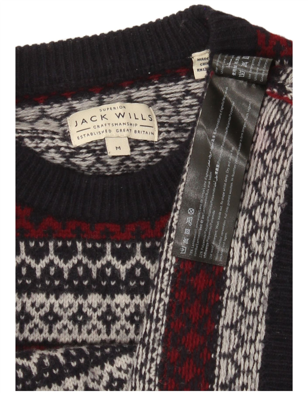 Maglione maglione girocollo da uomo Jack Wills medio blu navy Fair Isle