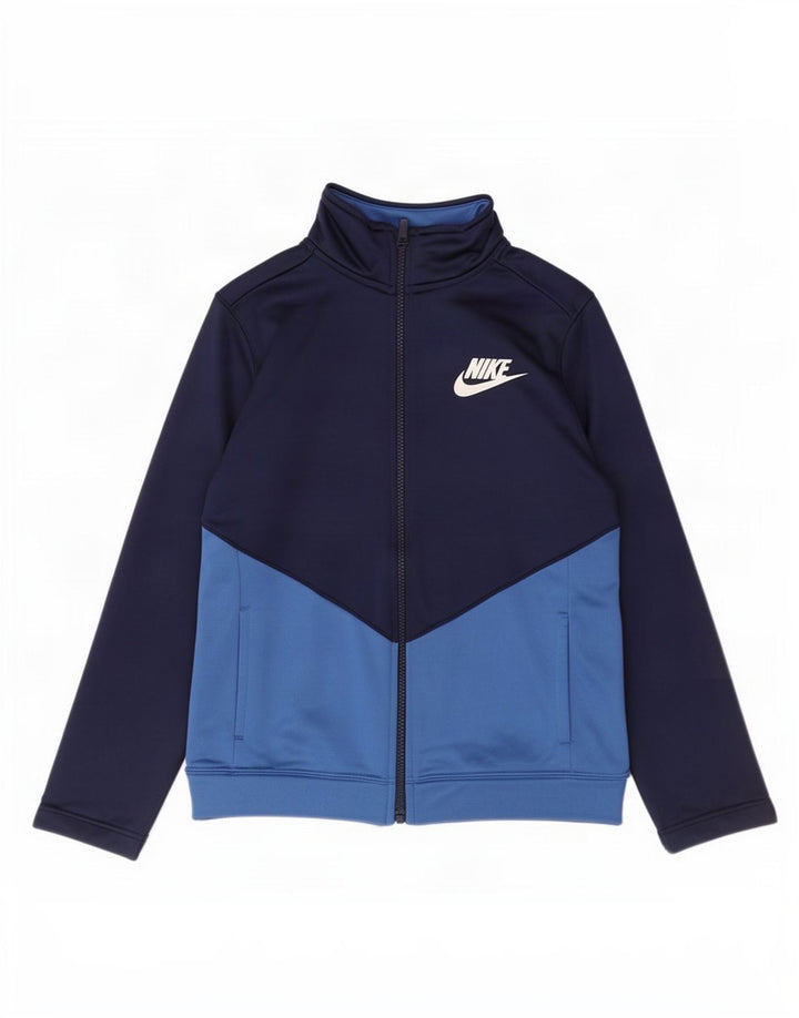 Giacca superiore della tuta da ragazzo Nike 10-11 anni color block blu navy medio