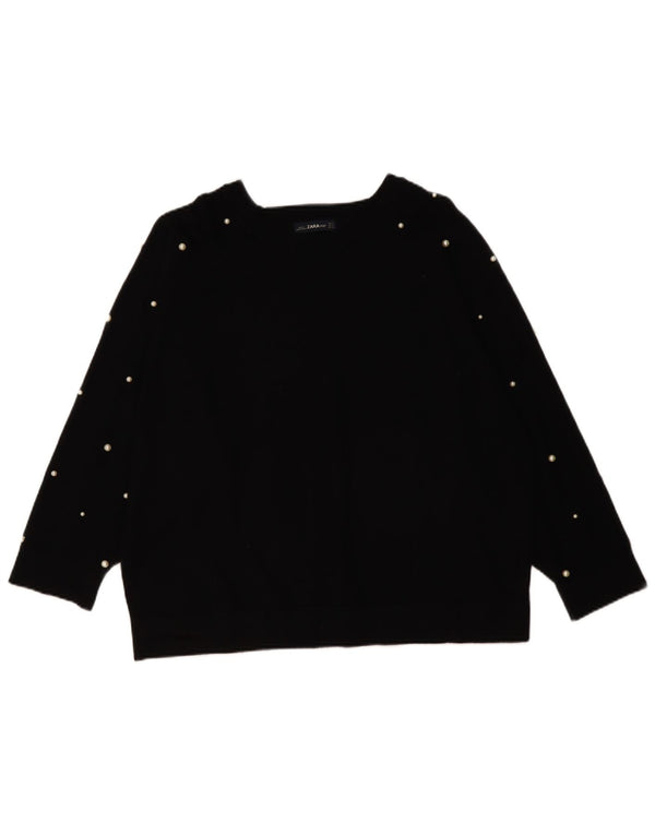 Maglione maglione oversize con scollo a barca da donna Zara UK 14 medio nero