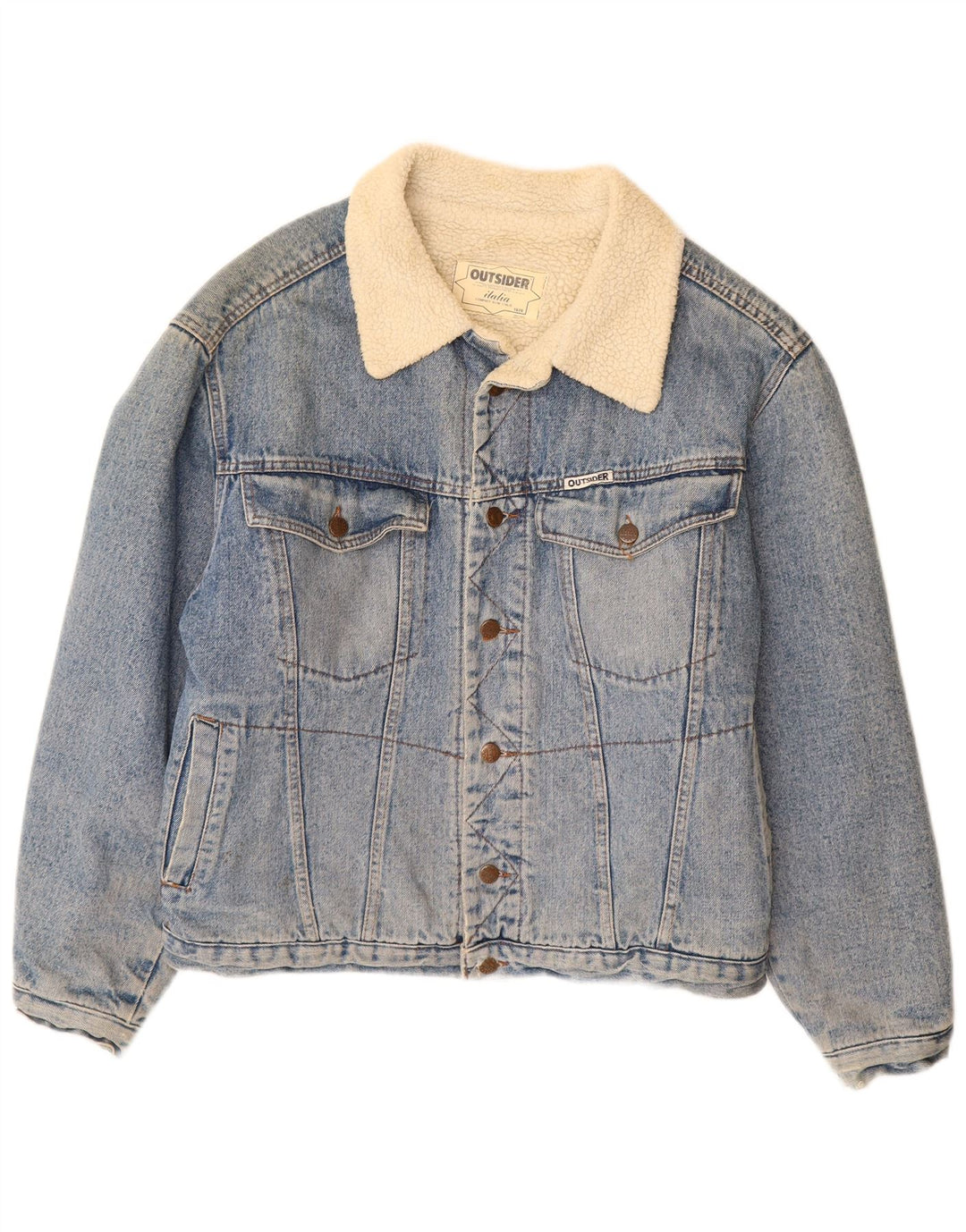 Giacca da uomo in denim sherpa Outsider UK 42 XL cotone blu