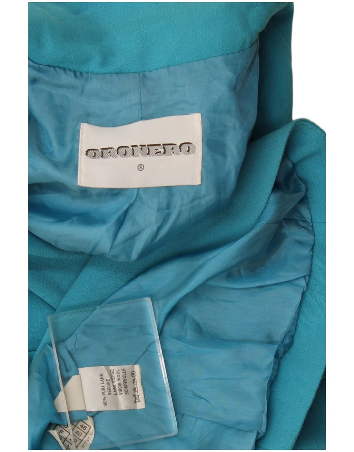 Giacca blazer vintage da donna a 1 bottone UK 16 grande lana blu