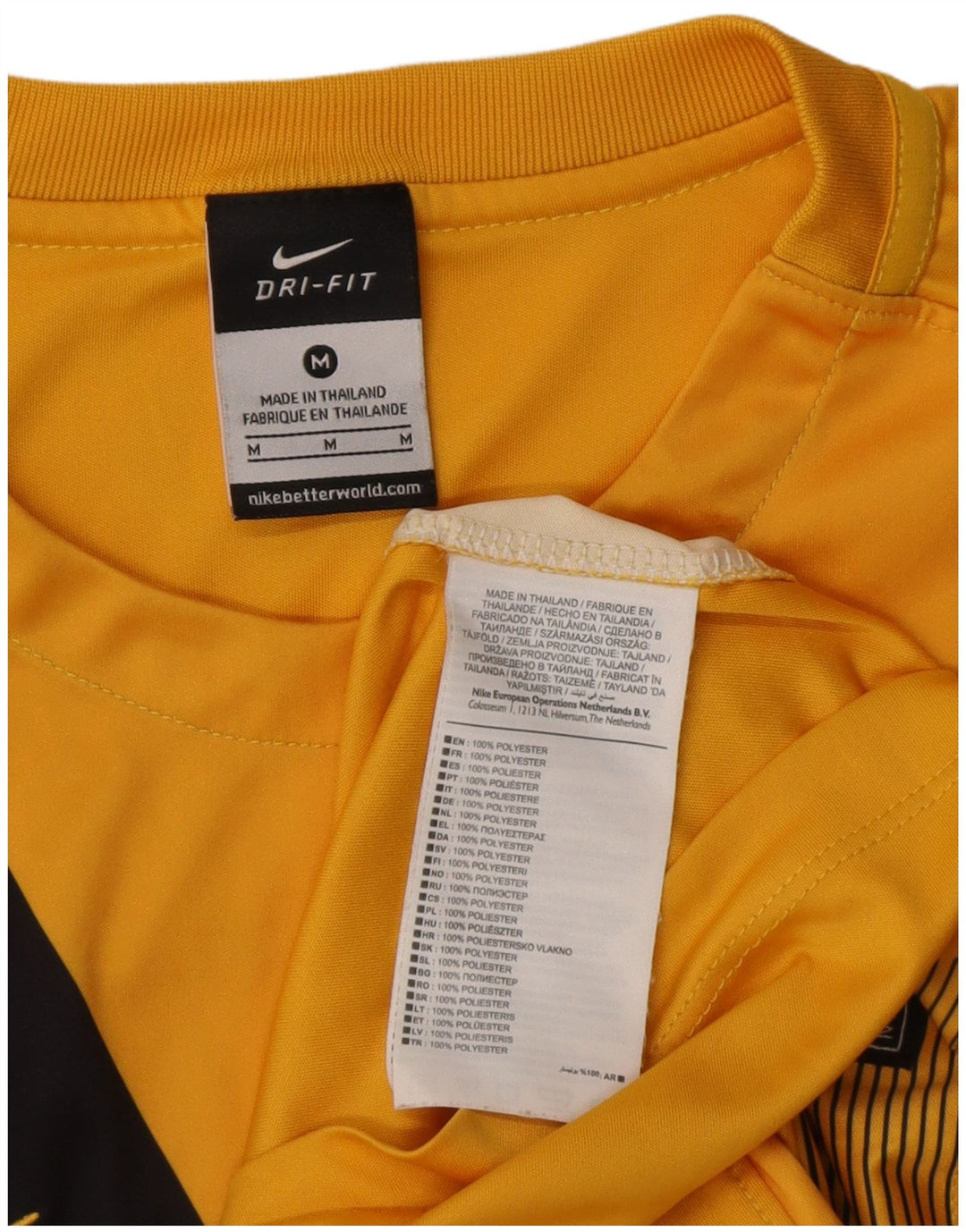T-shirt grafica Nike Dri Fit da uomo, top in poliestere color block giallo medio