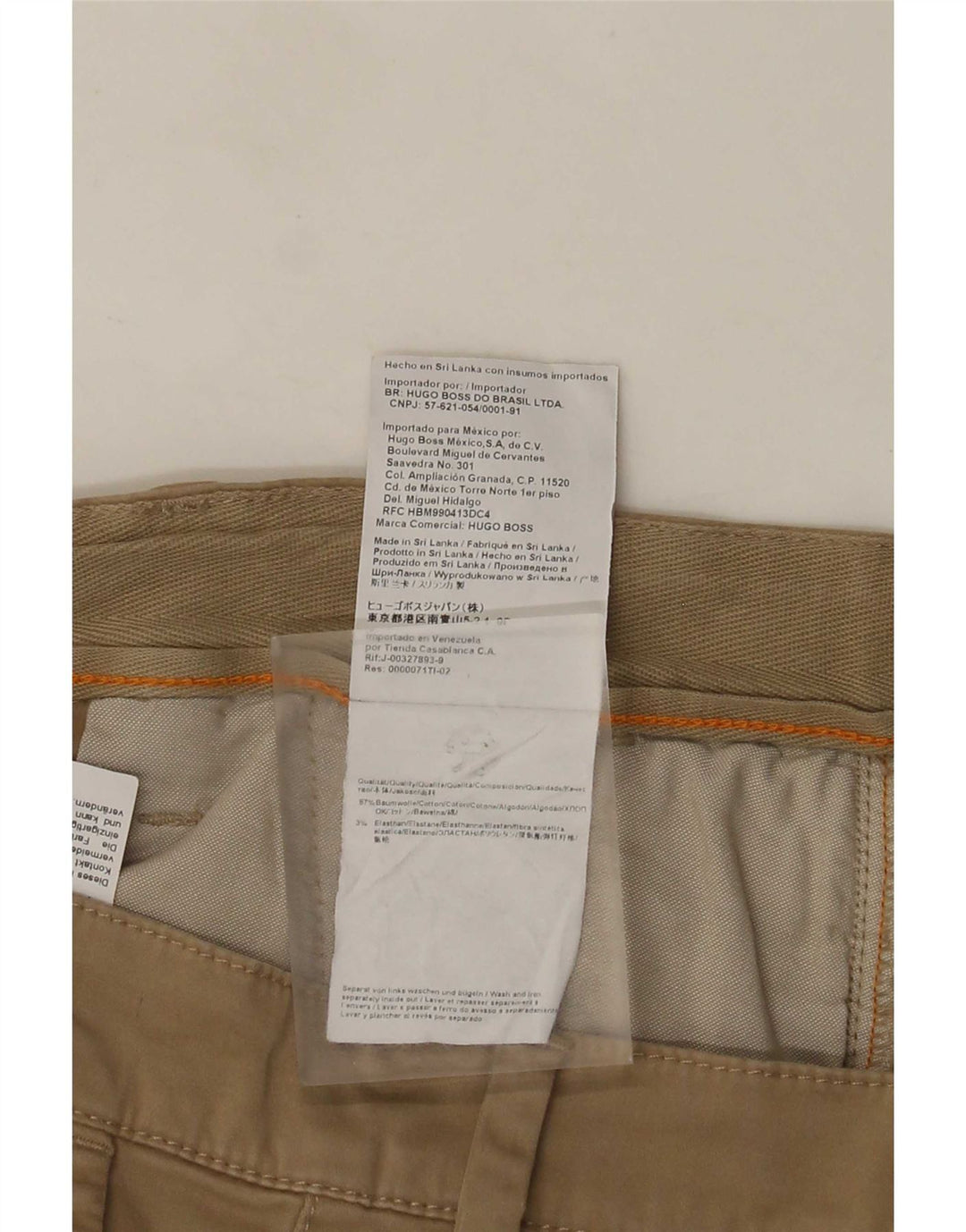Pantaloncini chino da uomo Hugo Boss W35 grandi in cotone beige