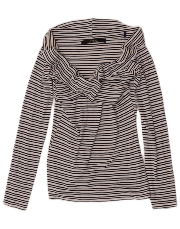 Guess Top corto da donna con spalle scoperte UK 4 XS Blu navy a righe