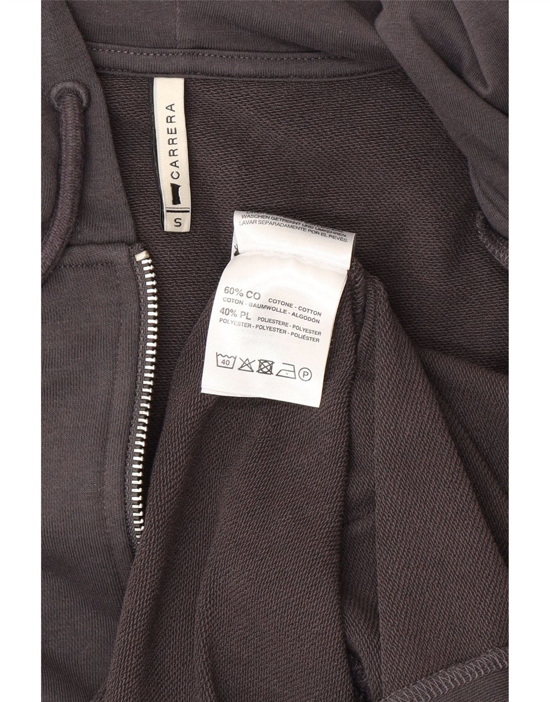 Maglione con cappuccio e zip da uomo Carrera piccolo in cotone grigio
