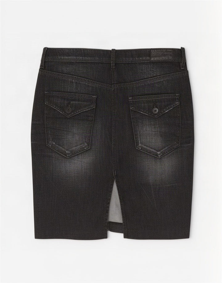 Gonna in denim da donna Guess W27 piccola in cotone nero