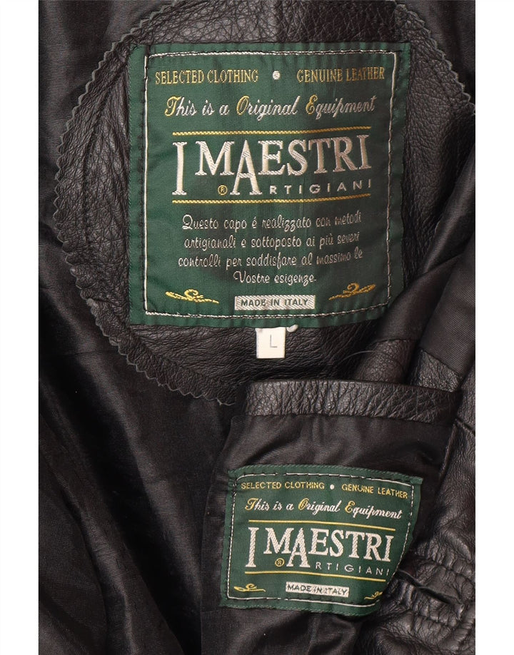 Giacca in pelle vintage da uomo UK 40 grande in pelle nera