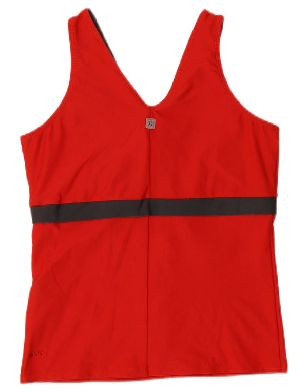 Canotta Nike Dri Fit da donna UK 14/16 Large Rosso Colourblock Poliestere