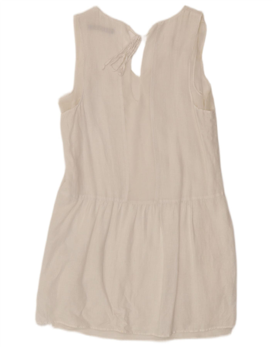 Abito a trapezio senza maniche da donna Zara UK 10 piccolo lino bianco