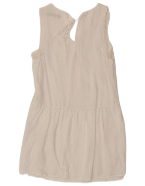 Abito a trapezio senza maniche da donna Zara UK 10 piccolo lino bianco