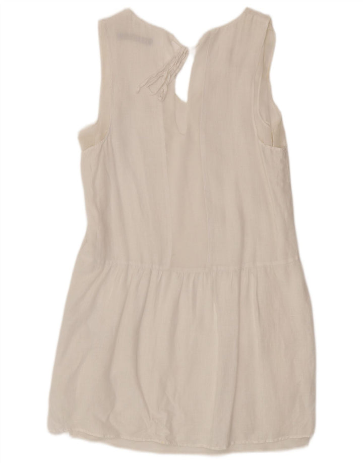 Abito a trapezio senza maniche da donna Zara UK 10 piccolo lino bianco
