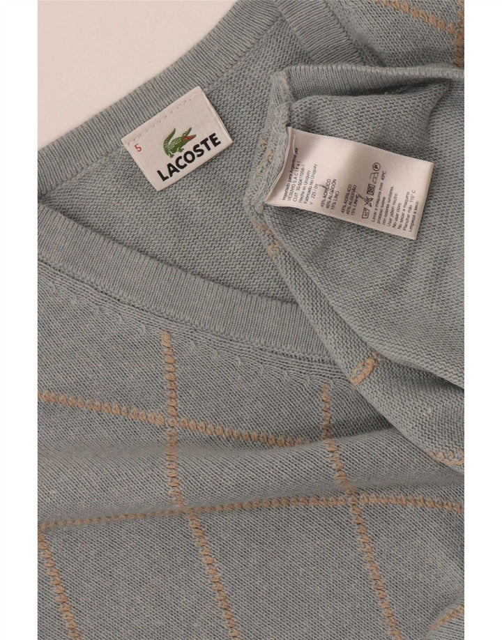 Maglione da uomo con scollo a V Lacoste taglia 5 grande blu a rombi/acrilico diamante