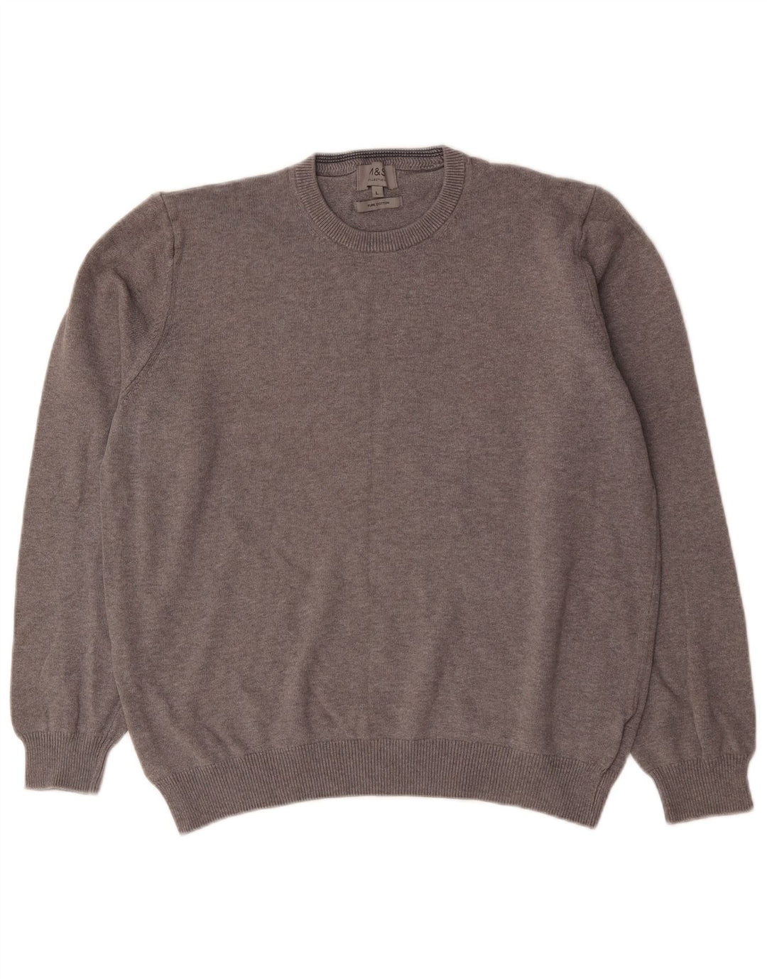 Maglione maglione girocollo da uomo Marks & Spencer grande cotone grigio