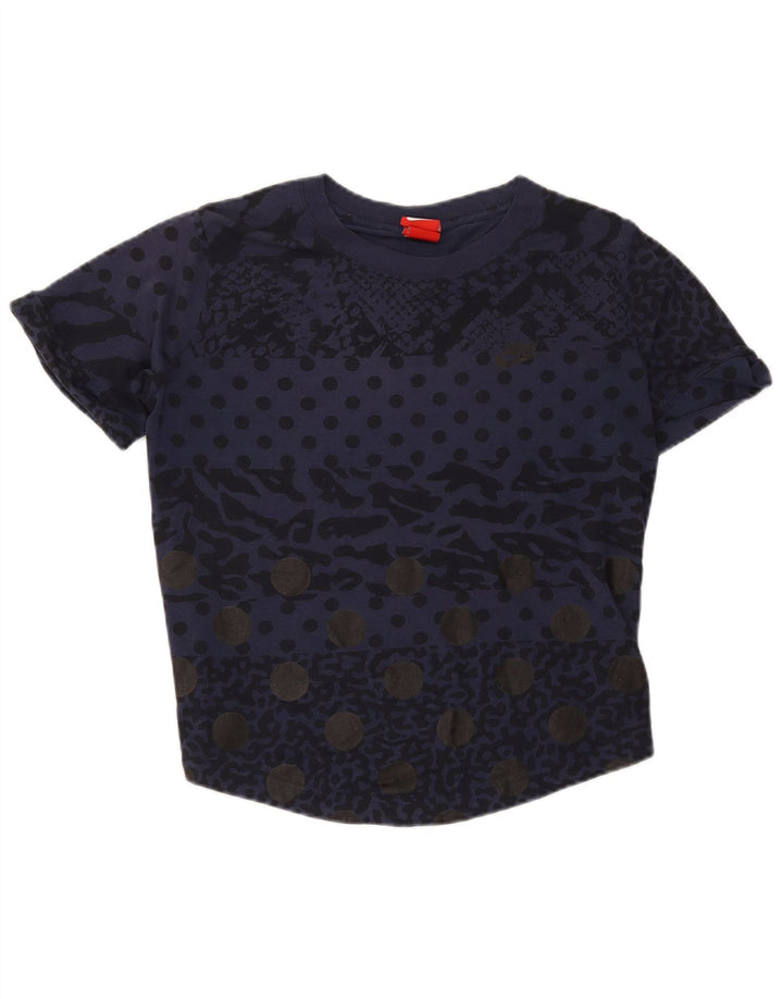 T-shirt Nike da donna con motivo astratto, taglia UK 14, colore blu navy medio