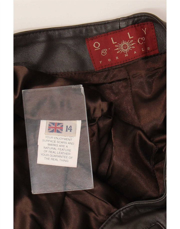 Pantaloni in pelle bootcut da donna Olly & Co UK 14 Large W34 L30 Marrone