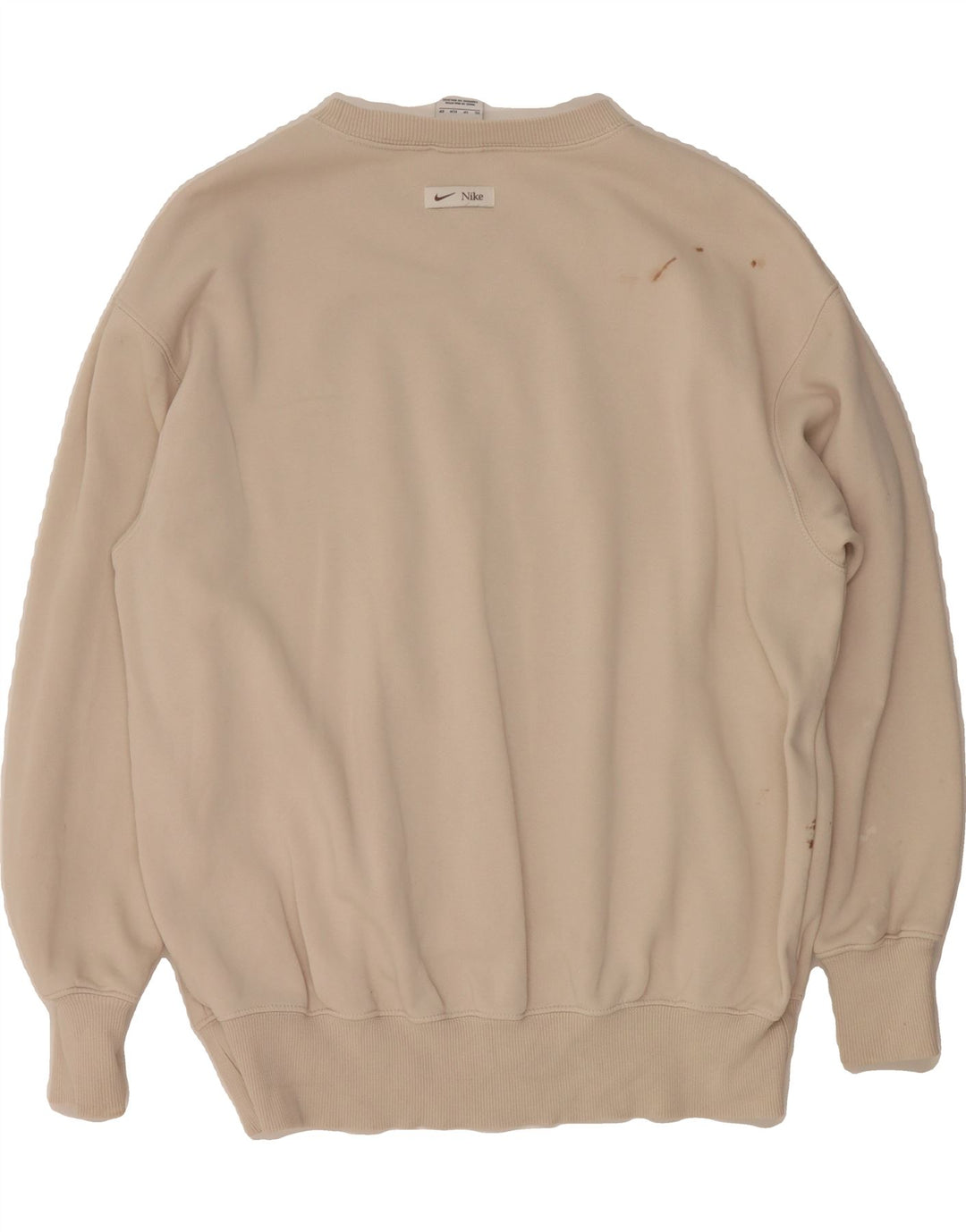 NIKE Mens Graphic Oversized Sweatshirt Jumper XS Beige Cotton Vintage Nike and Second-Hand Nike from Messina Hembry 