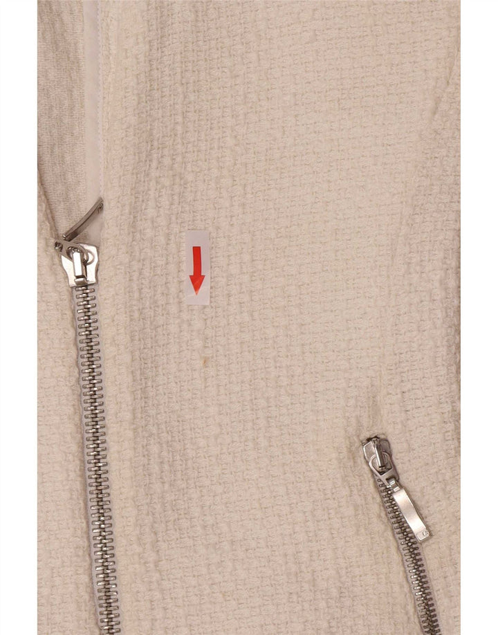 Giacca blazer corta da donna Zara UK 8 piccola in cotone bianco