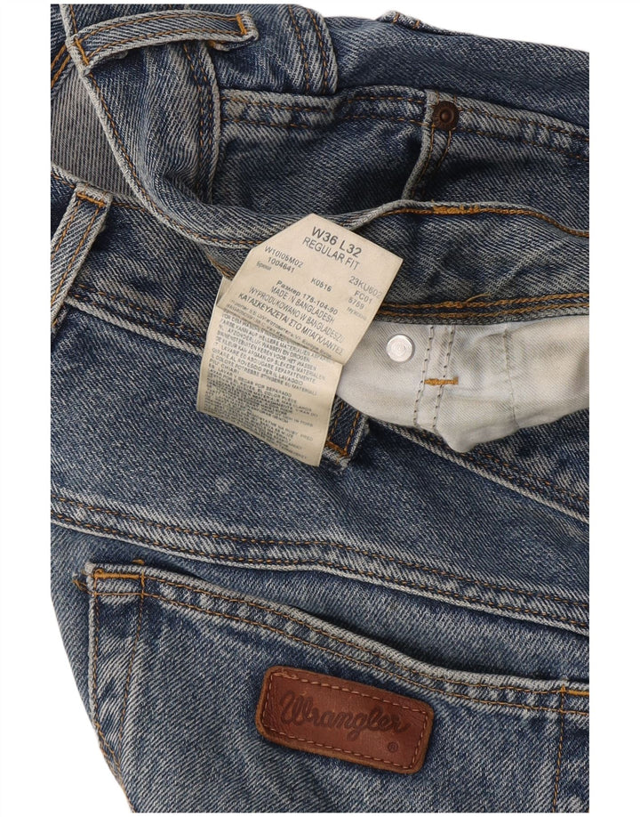 Jeans dritti da uomo Wrangler vestibilità regolare W36 L32 cotone blu