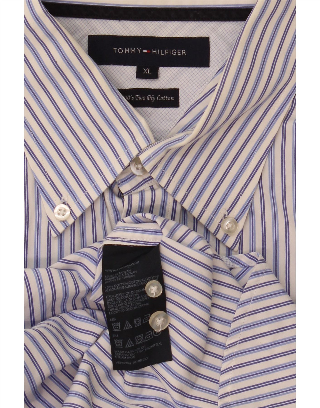 Camicia da uomo Tommy Hilfiger XL in cotone a righe blu