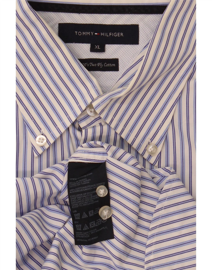 Camicia da uomo Tommy Hilfiger XL in cotone a righe blu