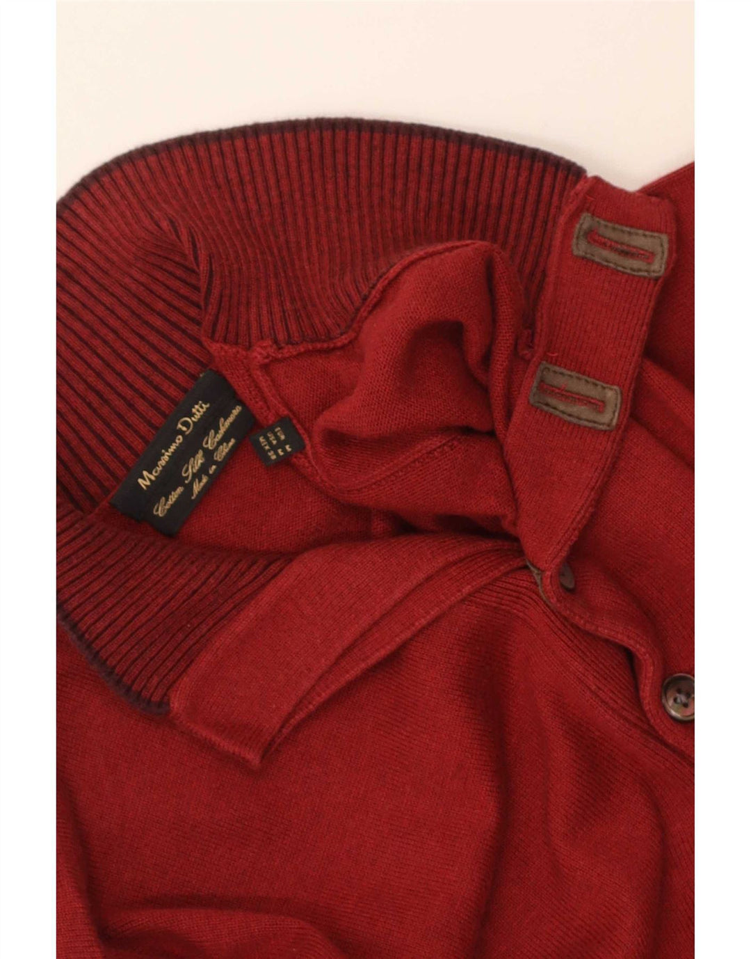 Massimo Dutti Maglione da uomo con collo a bottoni in cotone marrone medio