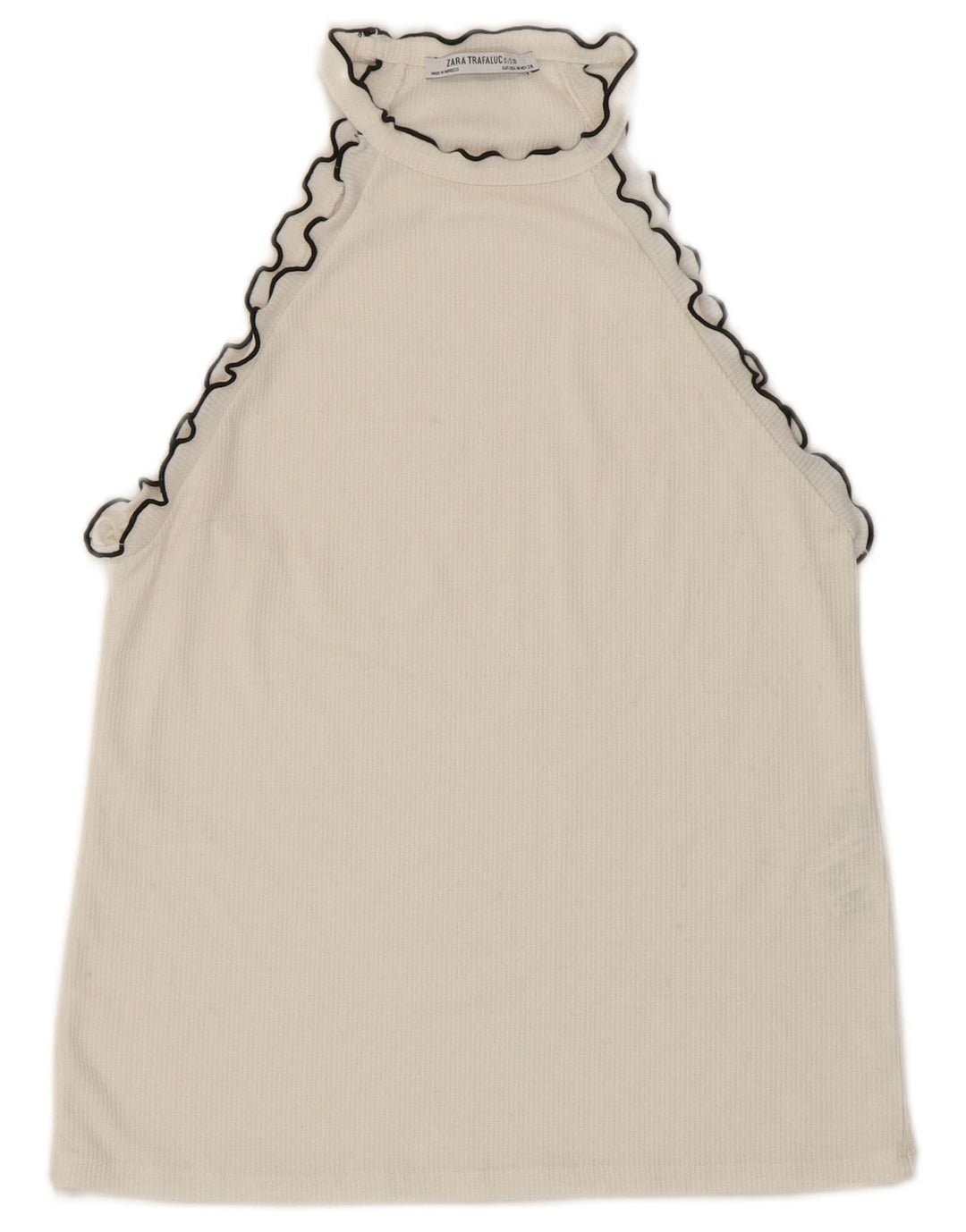Top corto da donna Zara UK 12 cotone bianco medio