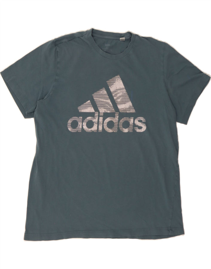 ADIDAS Mens Graphic T-Shirt Top Large Blue Cotton Vintage Adidas and Second-Hand Adidas from Messina Hembry 