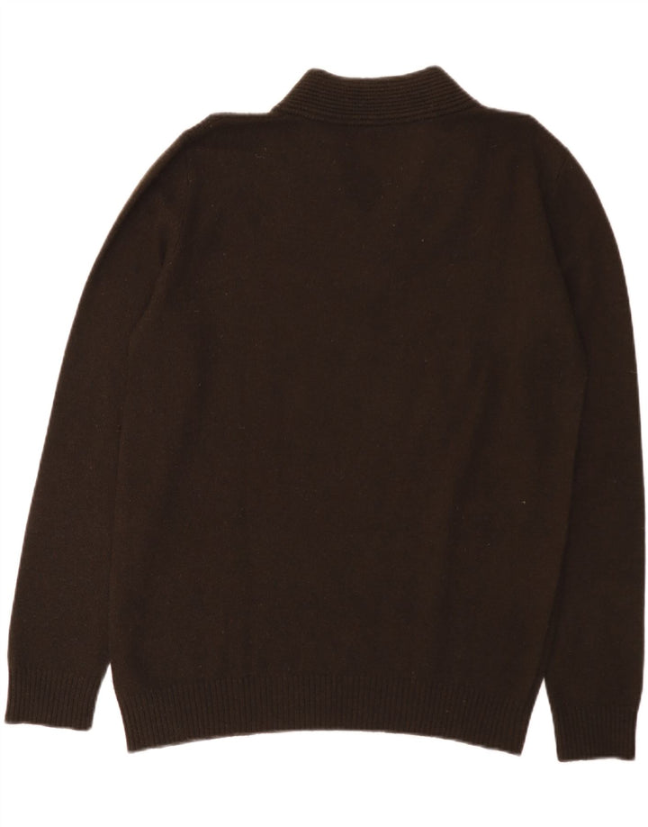 Maglione maglione con scollo a V da donna Sisley UK 14 grande marrone
