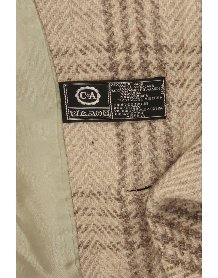 Giacca blazer doppiopetto da uomo C&A UK 38 Lana pied de poule beige medio