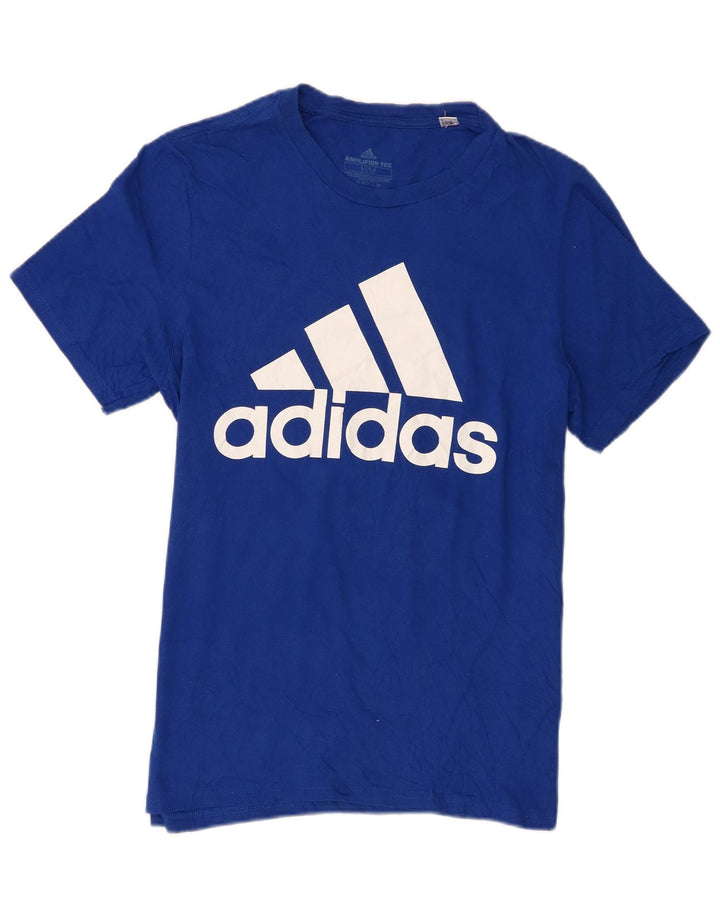 T-shirt grafica da uomo Adidas Top in cotone blu medio