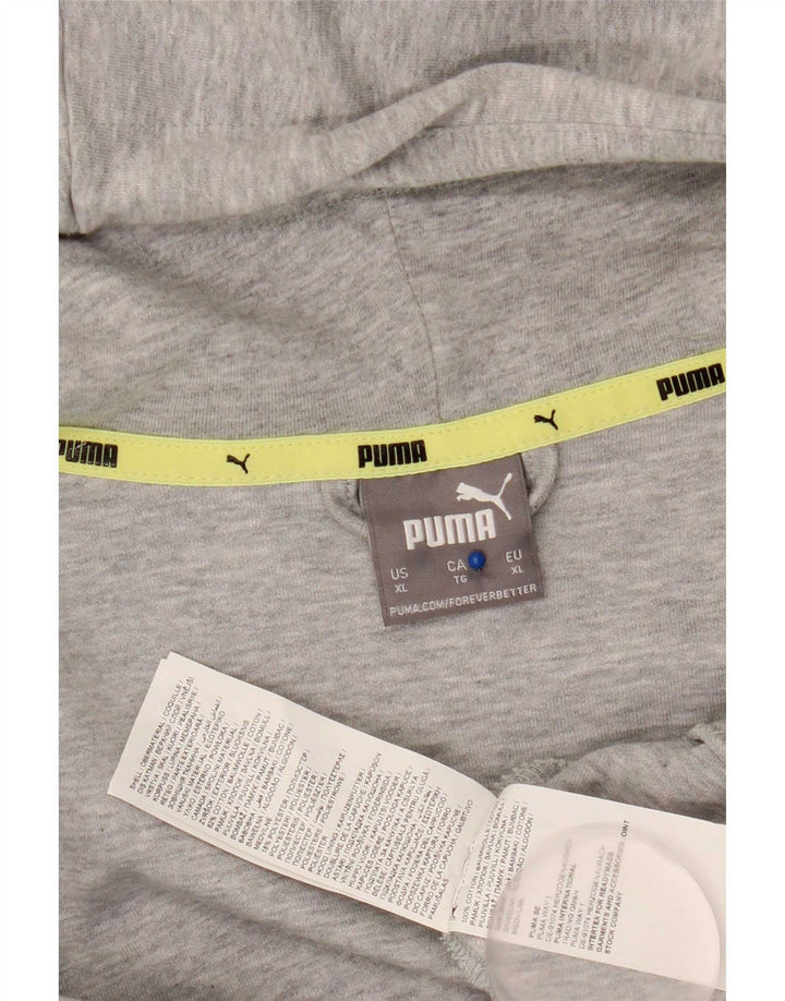 Felpa con cappuccio e zip da uomo Puma XL in cotone grigio